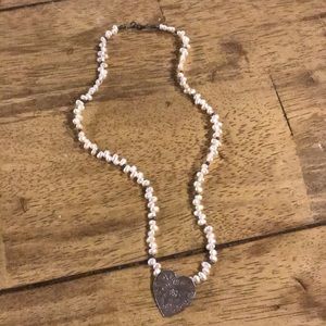Silver Heart and Pearl Necklace